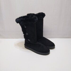 AVENUE Cloudwalkers 10W Rosalie #217404 Knee-High Boots Faux Fur Cozy Warmth Blk